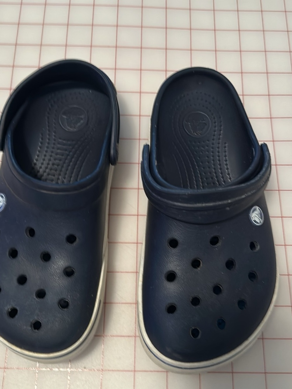 CROCS Kids Navy Classic Clogs with White Trim
